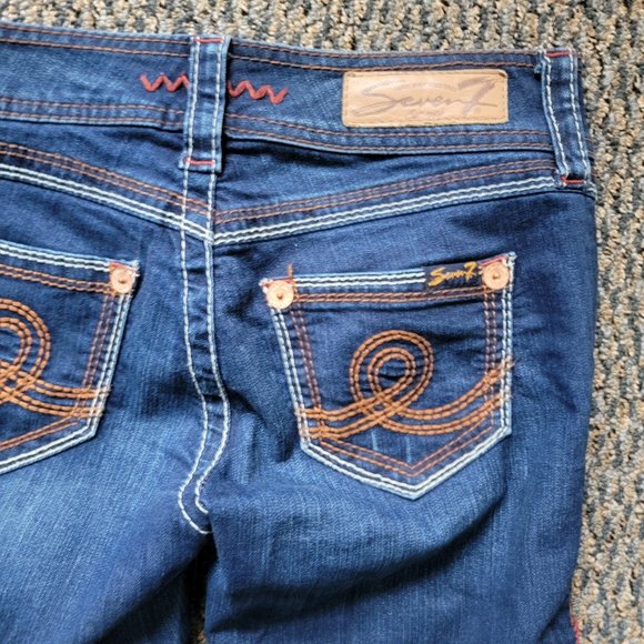 Luxury Women's Denim from Seven7 Copper Studs, Red Stitched Accents - Picture 10 of 16